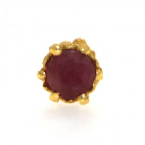 18ct Indian/Asian Gold Real Ruby Nose Pin with Screw Back
